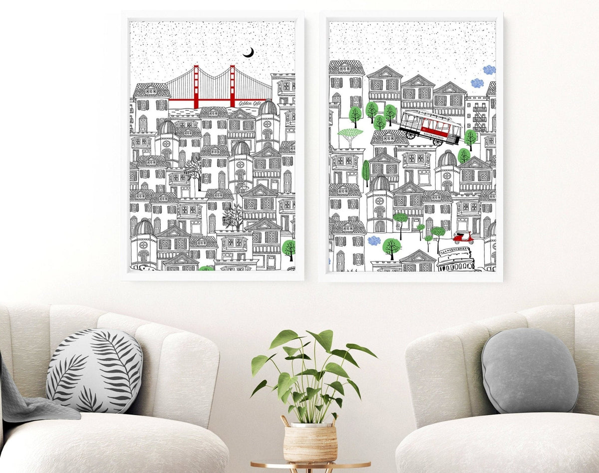 San Francisco print  | Set of 2 wall art travel posters