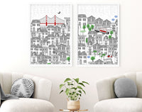 San Francisco print  | Set of 2 wall art travel posters