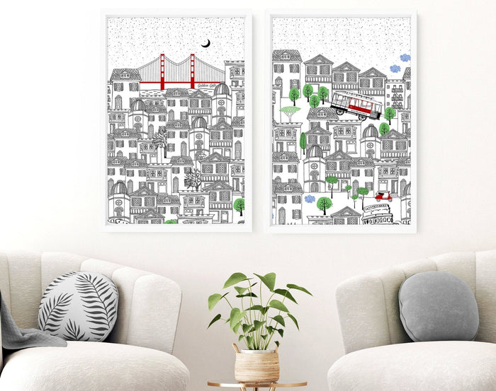 San Francisco print  | Set of 2 wall art travel posters