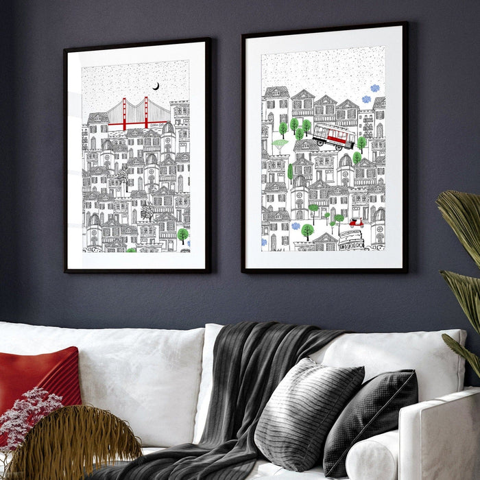 San Francisco print  | Set of 2 wall art travel posters
