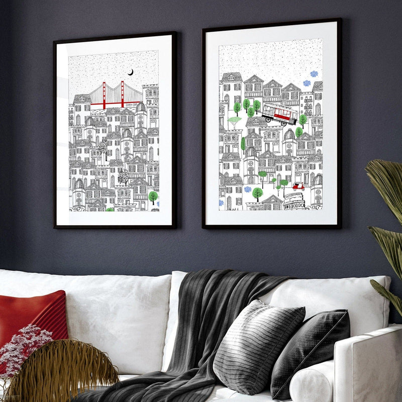 San Francisco print  | Set of 2 wall art travel posters