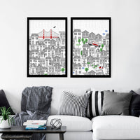 San Francisco print  | Set of 2 wall art travel posters
