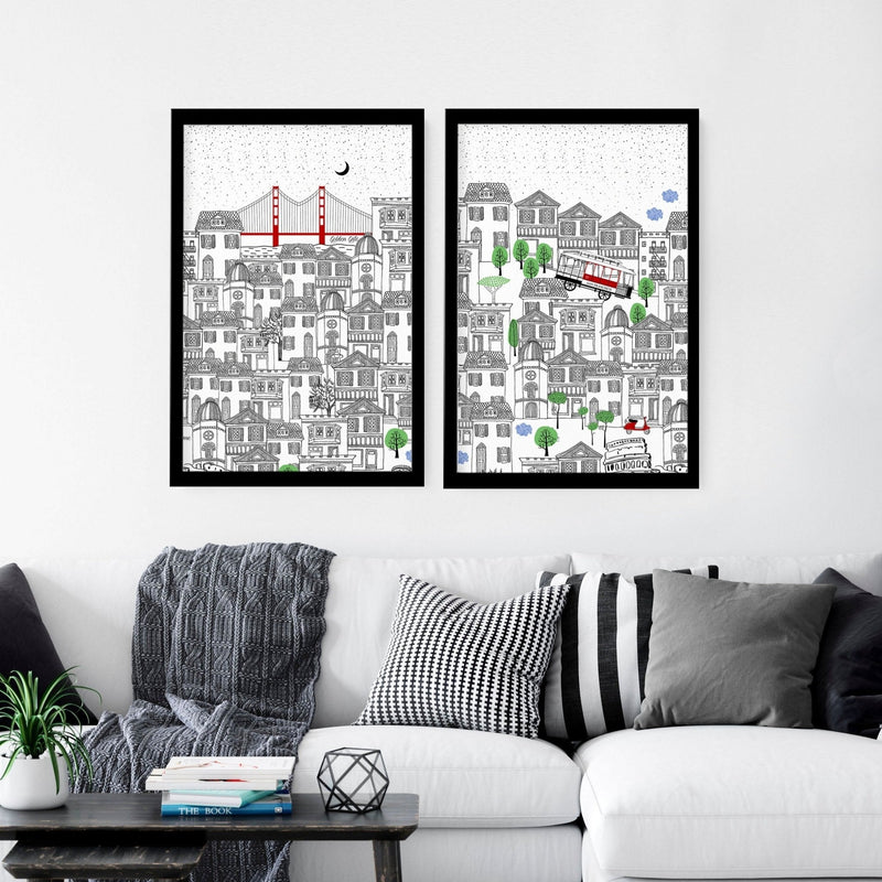 San Francisco print  | Set of 2 wall art travel posters
