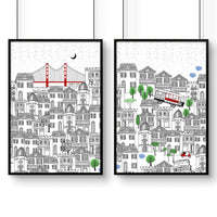 San Francisco print  | Set of 2 wall art travel posters