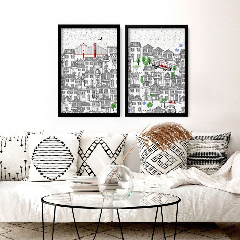 San Francisco print  | Set of 2 wall art travel posters