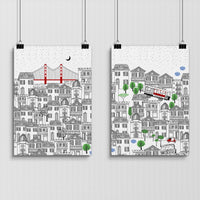 San Francisco print  | Set of 2 wall art travel posters