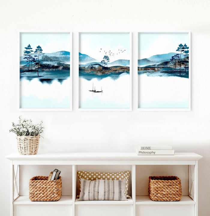 Wall art in sets of 3 for living room decor