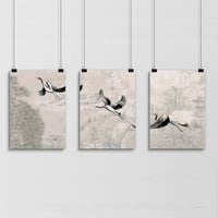 Crane art | set of 3 Japanese wall art