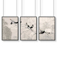 Crane art | set of 3 Japanese wall art
