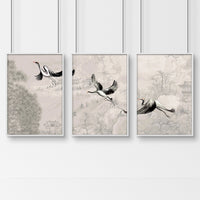 Crane art | set of 3 Japanese wall art