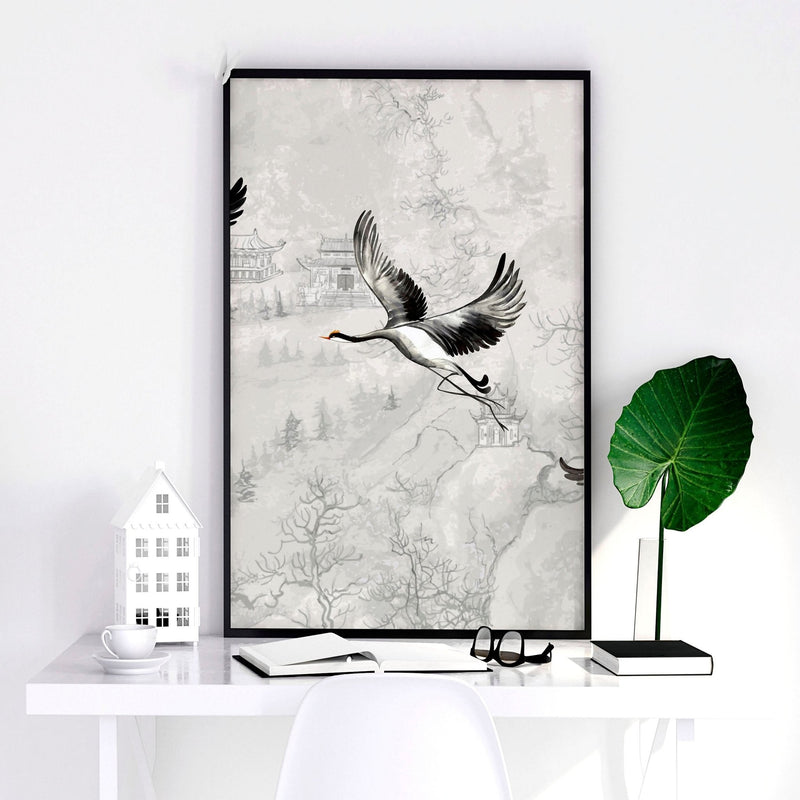 Crane art | set of 3 Japanese wall art