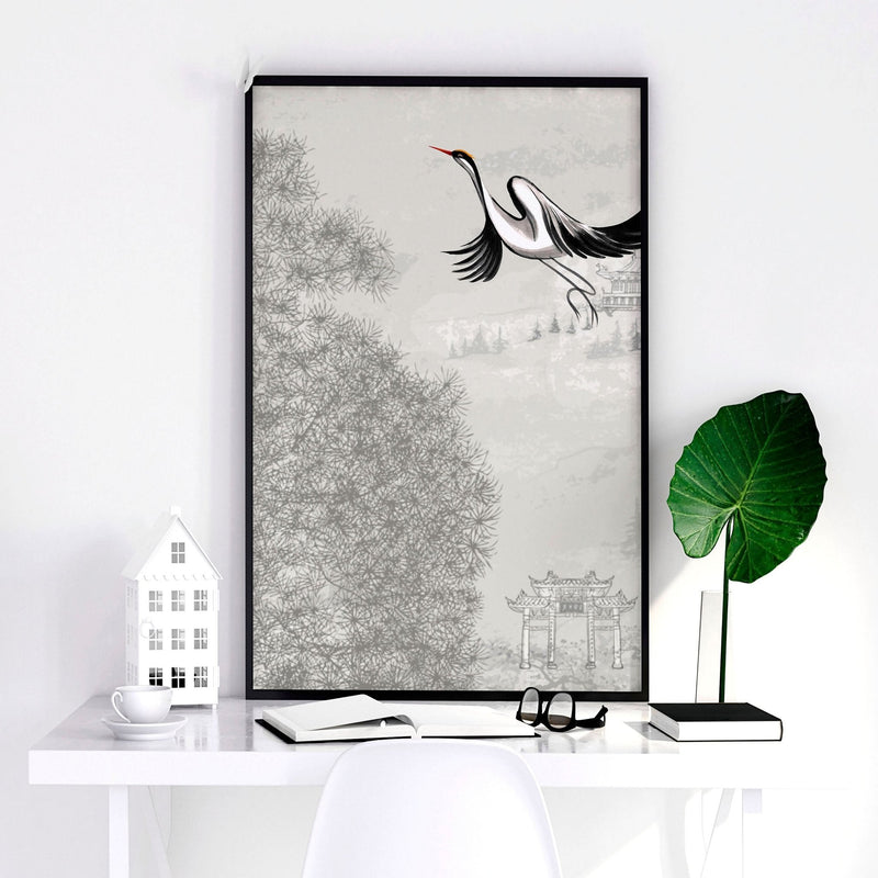 Crane art | set of 3 Japanese wall art