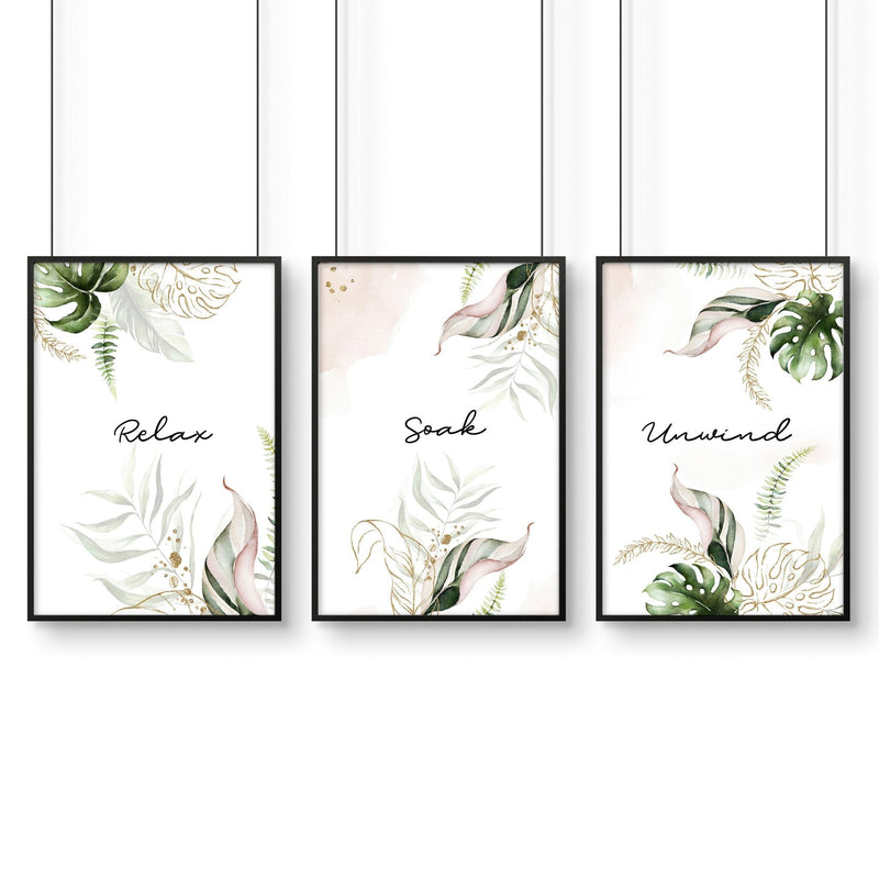 Bathroom with art | Set of 3 Tropical wall art prints