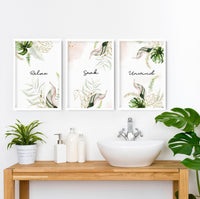 Bathroom with art | Set of 3 Tropical wall art prints