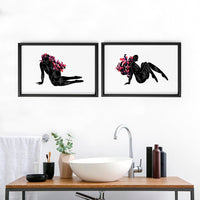 Bathroom framed art | set of 2 unique wall art
