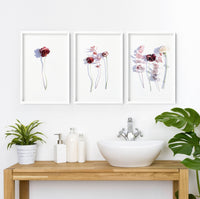 Bathroom wall hanging | set of 3 framed wall art