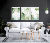 Wall art with green | set of 3 Tropical home decor items
